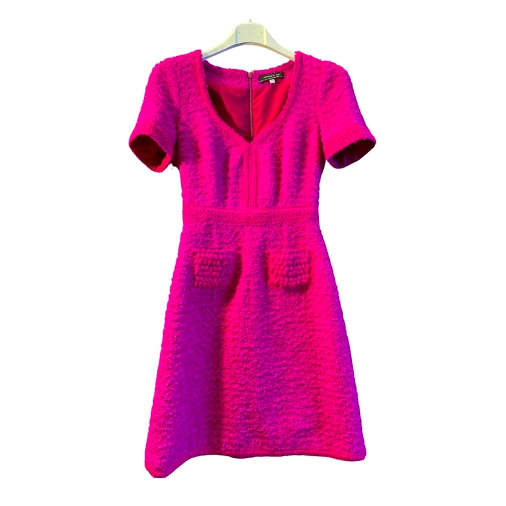 Andrew GN Size 36 gorgeous pink tweed dress